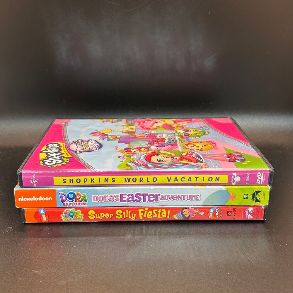 DVD Kids lot Shopkins Vacation Dora Easter Fiesta TV Shows Movies
